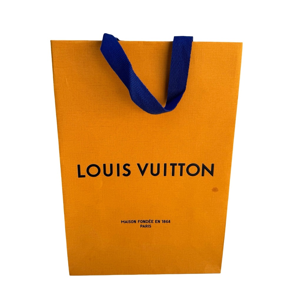 Louis Vuitton Orange Shopping Bag Blue Handles Tall Medium Luxury Gift Bag Tote